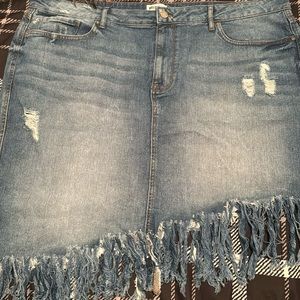 William Rast Chelsea Fringe Denium Blue Jean Skirt Size 22
